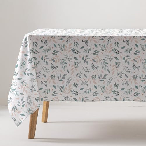 Mantel Antimanchas Mesa Rectangular Floral Tela algodón Lavable 140x100, Color Agua