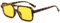 Laurinny Retro Quadratische Sonnenbrille Damen Herren 70er Jahre Vintage Trendy Brille Klassisch mit Double Brücke Sonnenbrille(Leopard/Gelb)