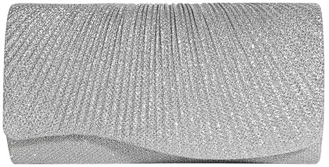 Zimoer Clutch Damen Abendtasche Glitzer Brauttasche Elegant Kettentasche Schultertaschen Handtasche klein Umhängetasche für Hochzeit Party Freizeit Date Bankett Feiertage (Silber)