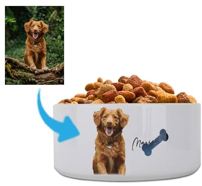 Personalised Dog Bowl, Custom Dog Bowl with Name and Photo, Customised Ceramic Dog Bowl for Dry, Wet Food & Water, Puppy Bowl Gifts for Small, Medium & Large Sized Dogs
