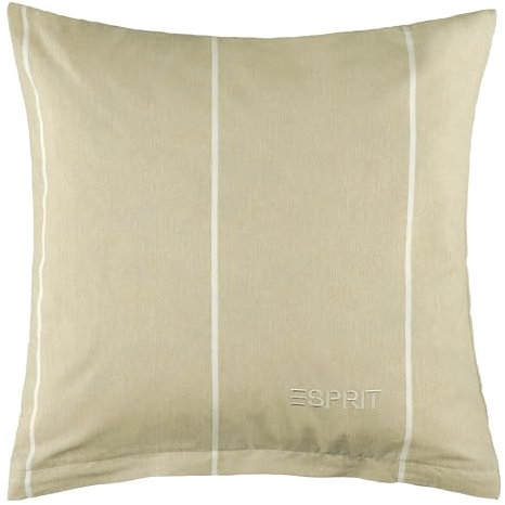 Esprit Home 2er Set Premium Kopfkissenbezug 40x40 Baumwolle - Beige - 2teilig - Kopfkissenbezüge mit Esprit-Logo gestickt - Doubleface - farblich passend zur Bettwäsche mit Reißverschluss