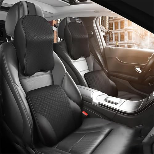 SPYKEY Kopfstütze Für Autositz Lendenkissen Für Mercedes Benz Classe A W176 2012-2018,Lendenkissen Rückenstütze Kissen Rückenstützkissen Zur Rückenentlastung,A-Black A Pair