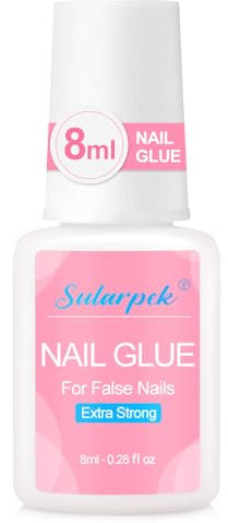 Sularpek 8ml Nail Glue, Colle à Ongles Extra Forte avec Brosse, Professionnelle Colle Ongle Séchage Rapide Colles pour Ongles Acrylique pour Faux Ongles Collés, Répare les Ongles Cassés