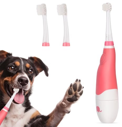 Hund/Katze elektrische Zahnbürste, Haustier elektrische Zahnbürste mit Suchlicht/weiche Borsten, geeignet für kleine Hunde und Katzen