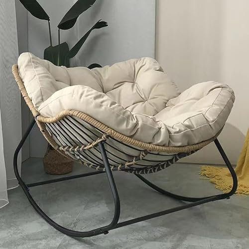 Chaise à bascule d'extérieur, chaise à bascule d'œuf de patio, chaise Papasan d'intérieur, chaise longue en rotin et osier, chaise royale moderne for chambre à coucher, salon, porche, jardin, pelouse