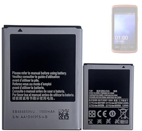 HIGHAKKU Batterie de rechange EB484659VU compatible avec Galaxy Xcover (S5690), Galaxy W (i8150), Wave 3 (S8600) téléphone portable