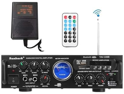 Amplificador estéreo de Potencia Bluetooth 600W VU Metro FM 2CH USB SD Karaoke Home Amplificadores Teatro Digital Amp Coche Audio,FáCil Control De Equilibrio