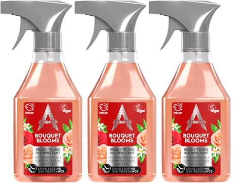 Astonish Disinfectant Spray, Ready to Use, Virus and Germ Killing, Bouquet Blooms, 3 X 550ml