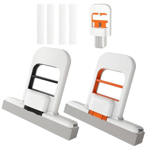 Mini Foldable Desktop Mop, Mini Mop, 6-Piece Cleaning Tools Set with 2 Small Mops and 4 Replacement Pads, for Wet and Dry Cleaning in Small Spaces, Kitchen, Bathroom, Car Interiors