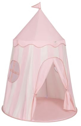 Flamingueo Tipi Zelt für Kinder - Kinderzelt Indoor - Gepolsterte Bodenmatte – Streifenmuster – Polyester – Für Innenräume – Inklusive Transporttasche – Rosa