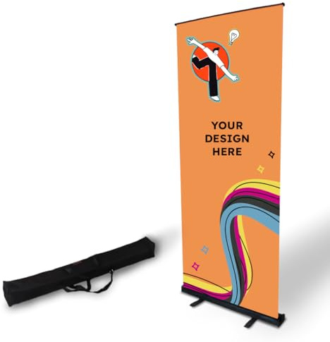 Copykrea - Roll up personalizzato | Espositore pubblicitario arrotolabile con stampa inclusa 85x200 cm | Vinile in polipropilene opaco con struttura nera + custodia per il trasporto