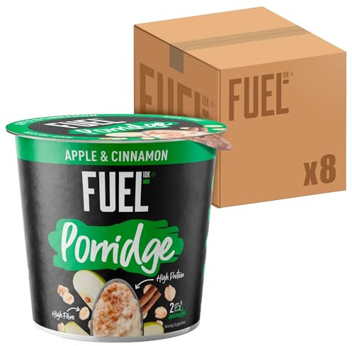 FUEL10K High Protein Apple and Cinnamon Porridge Oat Cereal Pot, 70 g (Pack of 8)