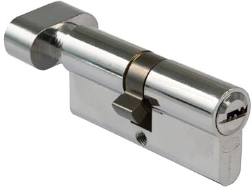 AMIG - Cylindre Serrure de Sécurité pour Portes - Taille 70 (30-40) - 6 Goupilles - Lèvre de 15 mm - Inclus 5 Clés à Pointe en Laiton et Vis de 70 mm - Fini Chromé Brillant Multipoint