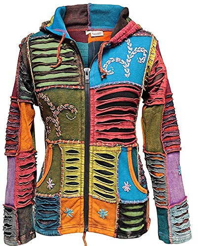 SHOPOHOLIC FASHION Damen Stonewashed Bestickt Pixie Jacke mit Kapuze