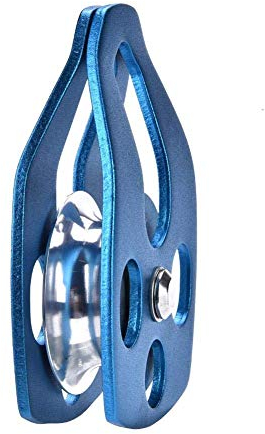 Climbing Pulley 30KN Alloy Rope Pulley Single Sheave with Swing Plate for Tree Rock Climbing(Blue)
