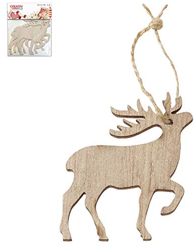 CREATIV DISCOUNT Holzhirsch zum Hängen, 6cm, 4 STK.