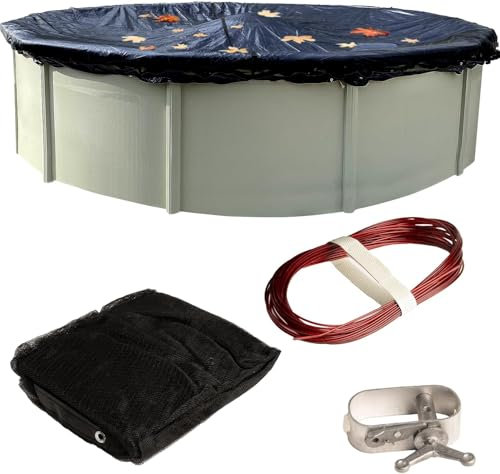 Winter Block Pool Leaf Net Cover for Above Ground Pools – 15 ft Round, Durable, Woven Polyethylene Material with Reinforced Edge – Lightweight, Easy to Put On, Take Off, and Store