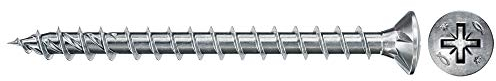 fischer PowerFast II CZF 4,5 x 20, Spanplattenschraube (100 Stk.) mit Vollgewinde, Senkkopfschraube mit Kreuzschlitz, Schraube für Holzverarbeitung, reduziert Einschraubwiderstand & Einschraubzeit