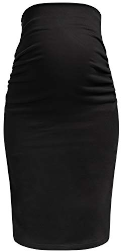 Herzmutter Jupe de Grossesse - Longueur Mini ou midi - Partie Ventrale Double Couche - Jupe Crayon de Grossesse - 6600 (Midi, XL)