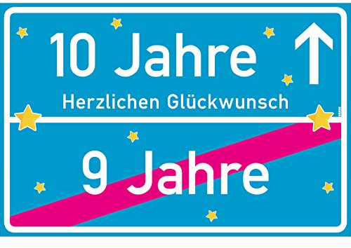 vanva 10 Geschenk Mädchen Schild mit Spruch Herzlichen Glückwunsch Ortsschild Türkis