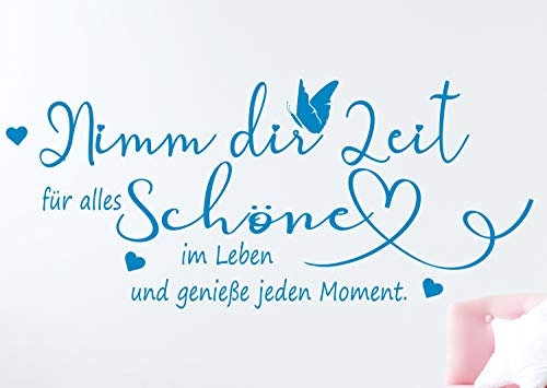 timalo® Modernes Wandtattoo Wohnzimmer Spruch Nimm dir Zeit für alles Schöne im Leben | 75035-Tuerkis-M-58x25