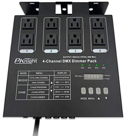 Pknight Dimmer-Set mit 4 Kanälen, programmierbar, DMX512, Lichtzubehör