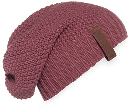 KNIT FACTORY - Coco Mütze - Strickmütze für Damen und Herren - Slouch Beanie - Wintermütze mit Wolle - Hochwertige Qualität - Stone Red