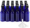 BELLE VOUS Botellas de Licor Miniatura Azules (Pack de 24) Botella Reutilizable de Plástico 50 ml Vacías - Tapa Negra de Rosca y Embudo Verter y Llenar – Mini Botellas Licor, Bodas y Fiestas