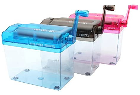 UWEL Kleiner manueller Aktenvernichter für den Schreibtisch, tragbar, handbetriebener Aktenvernichter, Mini-Handkurbel, A6-Papiervernichter, Bürobedarf, zufällige Farbe, 1 Stück