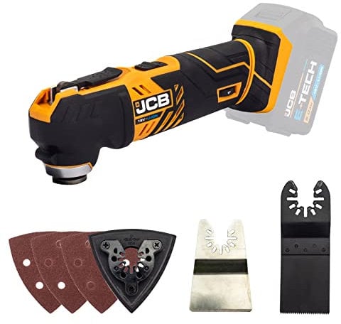 JCB 18v Cordless Multi Tool, Bare Unit, Variable Speed, Anti-Vibration & Tool Free Blade Changing, Rubber Grip - Quick Change Blade - 3 Year Warranty