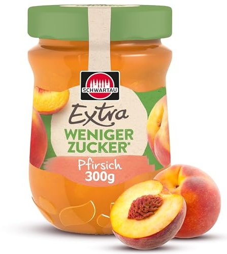 Schwartau Extra Weniger Zucker Pfirsich, zuckerreduzierter Fruchtaufstrich, 300g
