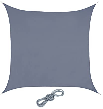 Relaxdays Sonnensegel quadratisch, 2x2 m, wasserabweisend, konkav, PES-Gewebe, Sonnenschutz mit Spannseilen, dunkelgrau