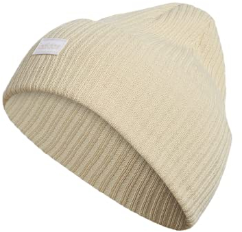adidas Women's 4 Inch Cuff Fold Beanie, Alumina Beige/White, One Size