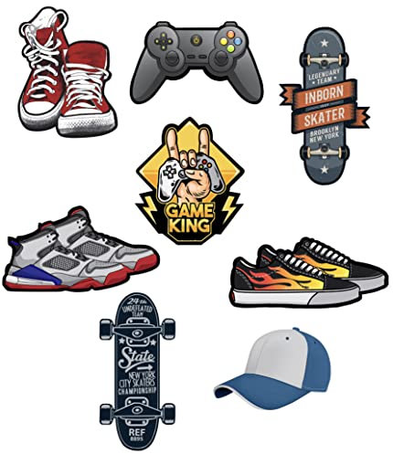 8 Stück Aufnäher für Kinder zum Aufbügeln auf der Kleidung, zum Reparieren und Dekorieren von Hosen, Jacken, Pullover, Rucksäcken, Bademänteln, 8 Stück (Game King)