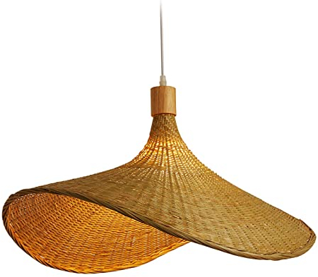 MagiDeal E27 Bambus Pendelleuchte Pendellampe Beleuchtung, Vintage Kronleuchter Natürlichen Bambus Gewebt Hängeleuchten Hängelampe Esszimmer Studie Wohnzimmer Cafe Wohnzimmer Lampe, 29 cm
