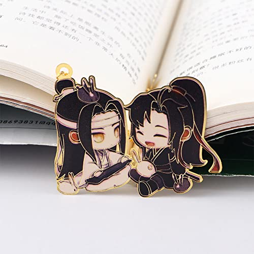 TMSITE Mo Dao Zu Shi Lesezeichen, Metall LAN Wangji Wei Wuxian Anhänger Buchmarker, Wei Wuxian LAN Wangji Aushöhlendes Lesezeichen(D)