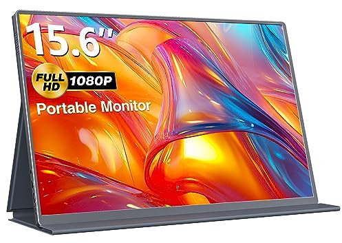 BEISUFU Upperizon15.6inch Portable Monitor, FHD 1080P USB-C IPS Computer Display with HDMI Type-C Speakers, External Monitor for Laptop/Mac/PC/Xbox/PS4/Phone Included Smart Cover, Black