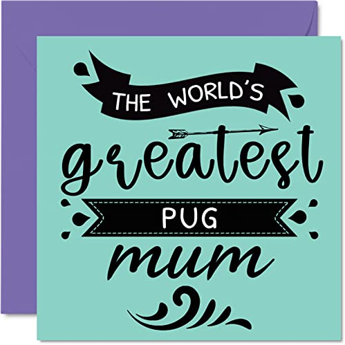 Geburtstagskarten für Sie von dem Hund – Weltbeste Mops Mama – Geburtstagskarte von Hund Haustier, Hundemutter, Geburtstagsgeschenke, 145 mm x 145 mm, Muttertagsgrußkarten für Mama, Mama