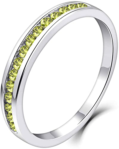 YL Damen Ewigkeitsring 925 Sterling Silber Schliff August Geburtsstein Peridot Zirkonia Jahrestag Verlobungsring(Größe 56)