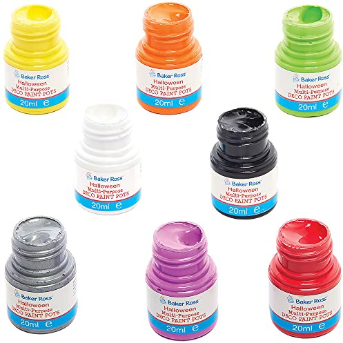 Baker Ross FX125 Halloween Multi Purpose Deco Paint Pots - Pack of 8, Paint Pots for Kids, Kids Painting Supplies, Art Sets for Kids