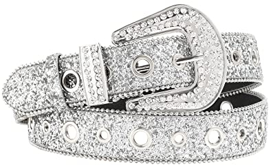 Kajeer Damen Strass Gürtel für Jeans - Y2k Bling Nieten-Ledergürtel bb Belt Glitzer Gürtel für Western Cowgirl