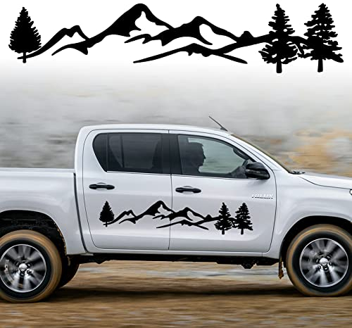 Berg Autoaufkleber Universal Auto Motorhaube Dekoration Aufkleber Vinyl Wasserdicht Dekoration Aufkleber für SUV Geländewagen Wohnmobil Karosserie Seitentür Kofferraum, Schwarz (100 x 20 cm)