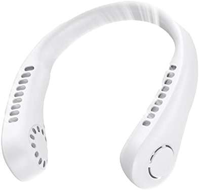 Deyaah Portable Neck Fan, 3000mAh Neck Fan 360° Bladeless Cooling Personal Fan Rechargeable Hand-free Fan with 5 Speeds for Travel, Outdoor, Home, Office, School, Camping (White)