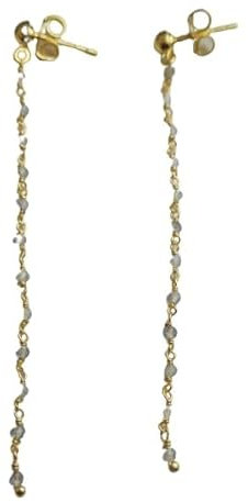 Labradorit Edelstein Delicate Kette Tropfen Gold plattiert 925 Silber Post Ohrringe fur Natürlicher Edelstein - Geburtstagsgeschenk - Handgefertigte Geschenkideen für Frauen