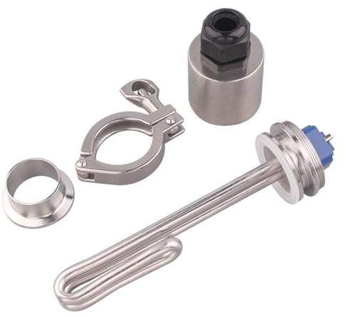 Heating Element 1.5inch Electrical Immersion Water Heating Element 120v Heater For Brewing Stainless Steel 1650w (Color : With clamp set)