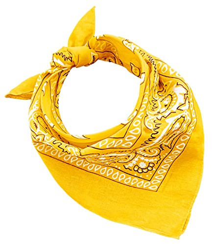 Bandana aus 100% Baumwolle, 3/5/10er-Set, für Damen, Herren, Kinder, Unisex, einfarbig und/oder mit Paisley-Muster, Artikelnummer A644, gelb, Set 1 pz