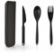 CUNTAUK Juego de cubiertos de viaje con funda, juego de cubiertos portátil grande de plástico reutilizable, tenedores de plástico, cuchara, vajilla, juego de cubiertos para camping, viajes, picnic, al