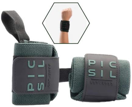 PICSIL Handgelenkschoner für Crosstraining, starke Handgelenkstütze mit Daumenschlaufe, flexibles Band aus Stretch-Baumwolle, ideal für Gewichtheben, Boxen, Training (Dunkelgrün)