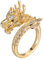 Bague Porte Bonheur En Zircone Ajustable Et Ouverte Avec Dragon Délicat, Bague Porte Bonheur Qiankun À Queue De Dragon, Réglable Bague Dragon Chinois En or Wrap Pouce Dragon Bague (Gold)