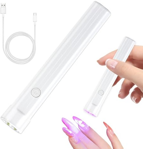 LED UV Nail Lamp for Gel Nails, Handheld Curing Dryer Curing Lamp with USB Plug, Strip Type UV Light for Nail Polish, Glue, and Art with Smart Sensor for Fingernails & Toenails Quick Drying (White)
